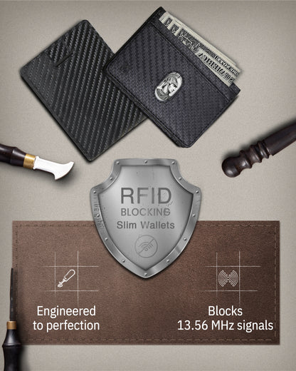 Genuine Leather Slim Bifold Wallet – Pull-Strap Card Access, RFID Blocking