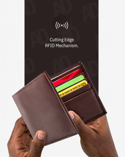 Genuine Leather Slim Bifold Wallet – ID Window, RFID Blocking