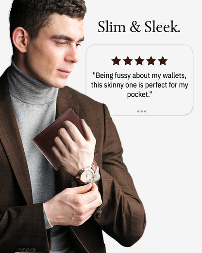 Genuine Leather Slim Bifold Wallet – ID Window, RFID Blocking