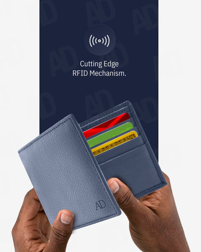 Genuine Leather Slim Bifold Wallet – ID Window, RFID Blocking