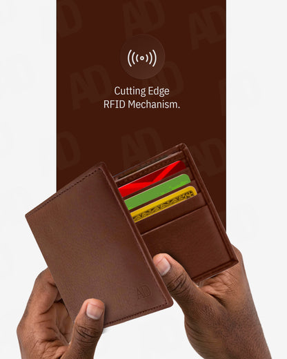 Genuine Leather Slim Bifold Wallet – ID Window, RFID Blocking