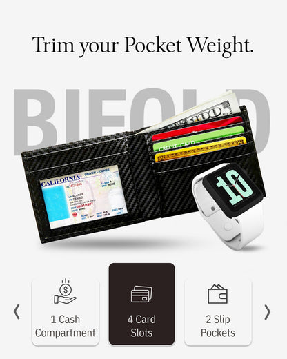 Genuine Leather Slim Bifold Wallet – ID Window, RFID Blocking