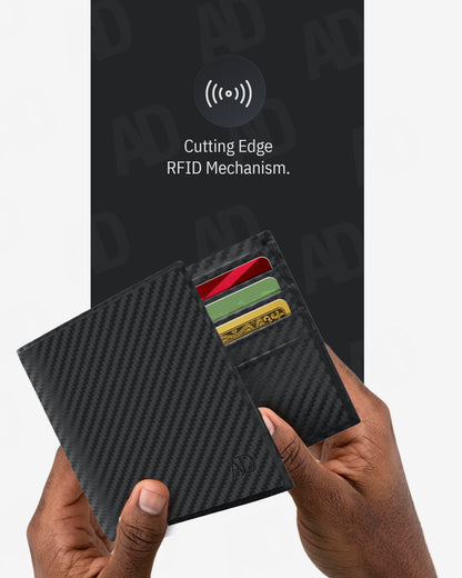 Genuine Leather Slim Bifold Wallet – ID Window, RFID Blocking