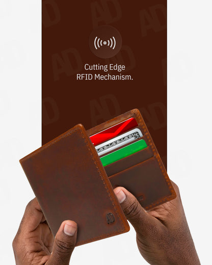 Genuine Leather Slim Bifold Wallet – ID Window, RFID Blocking