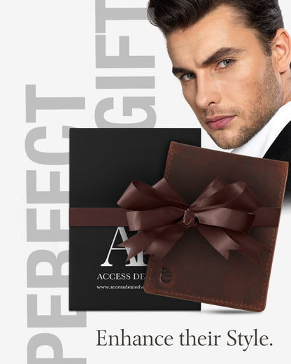 Genuine Leather Slim Bifold Wallet – ID Window, RFID Blocking