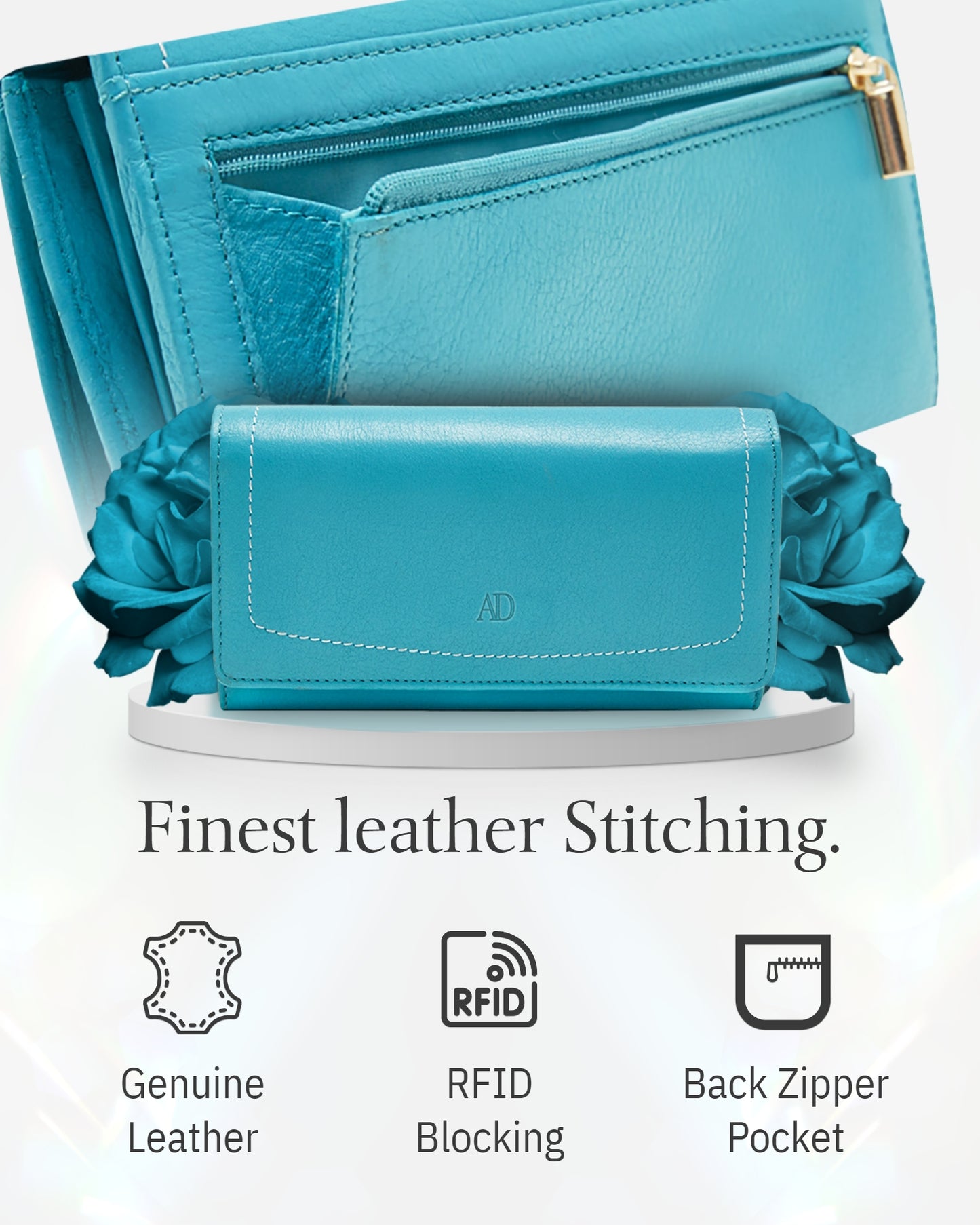 Genuine Leather Accordion Clutch – Removable Checkbook Holder, RFID Blocking