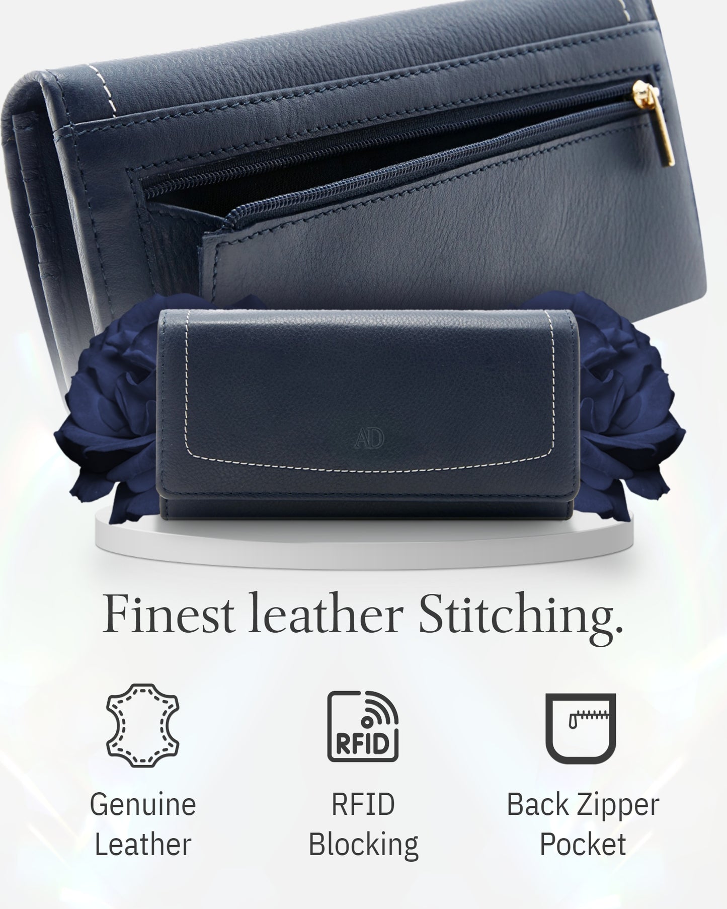 Genuine Leather Accordion Clutch – Removable Checkbook Holder, RFID Blocking