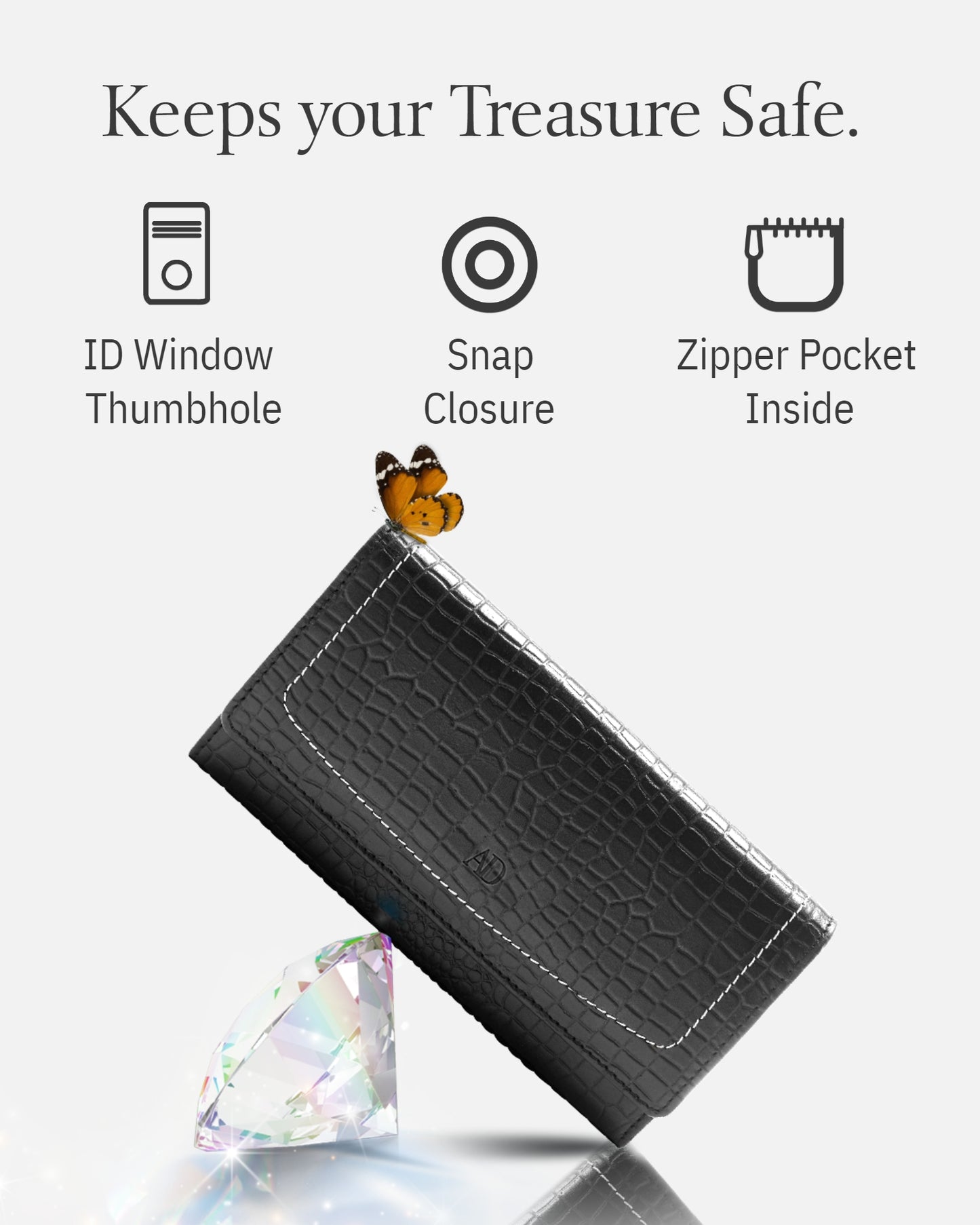 Genuine Leather Accordion Clutch Wallet – Zip Coin Pocket, RFID Blocking
