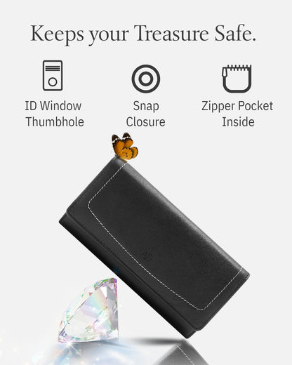 Genuine Leather Accordion Clutch Wallet – Zip Coin Pocket, RFID Blocking