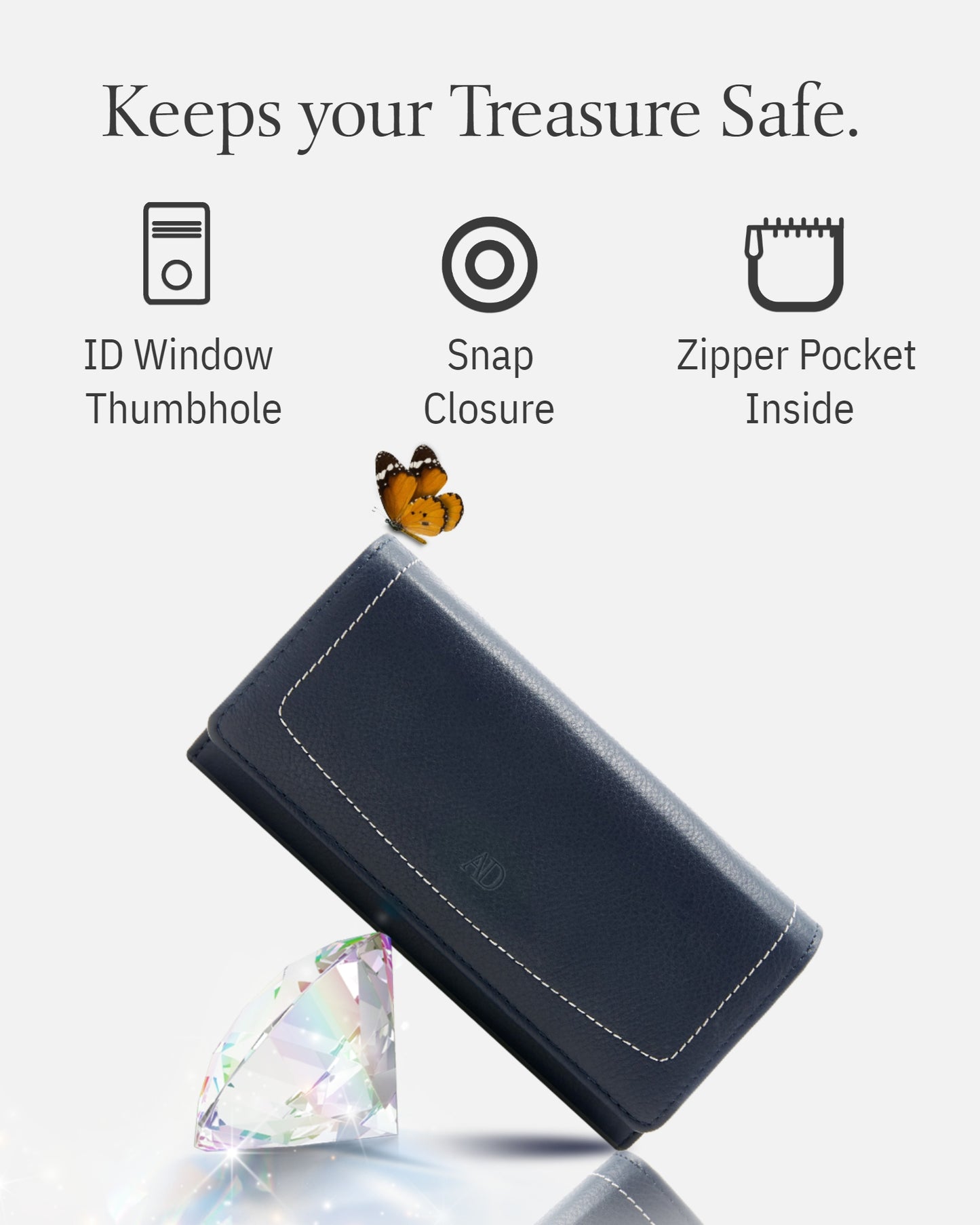 Genuine Leather Accordion Clutch Wallet – Zip Coin Pocket, RFID Blocking
