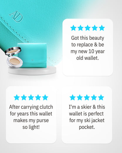Genuine Leather Trifold Coin Wallet – ID Window, Snap Coin Pocket, RFID Blocking