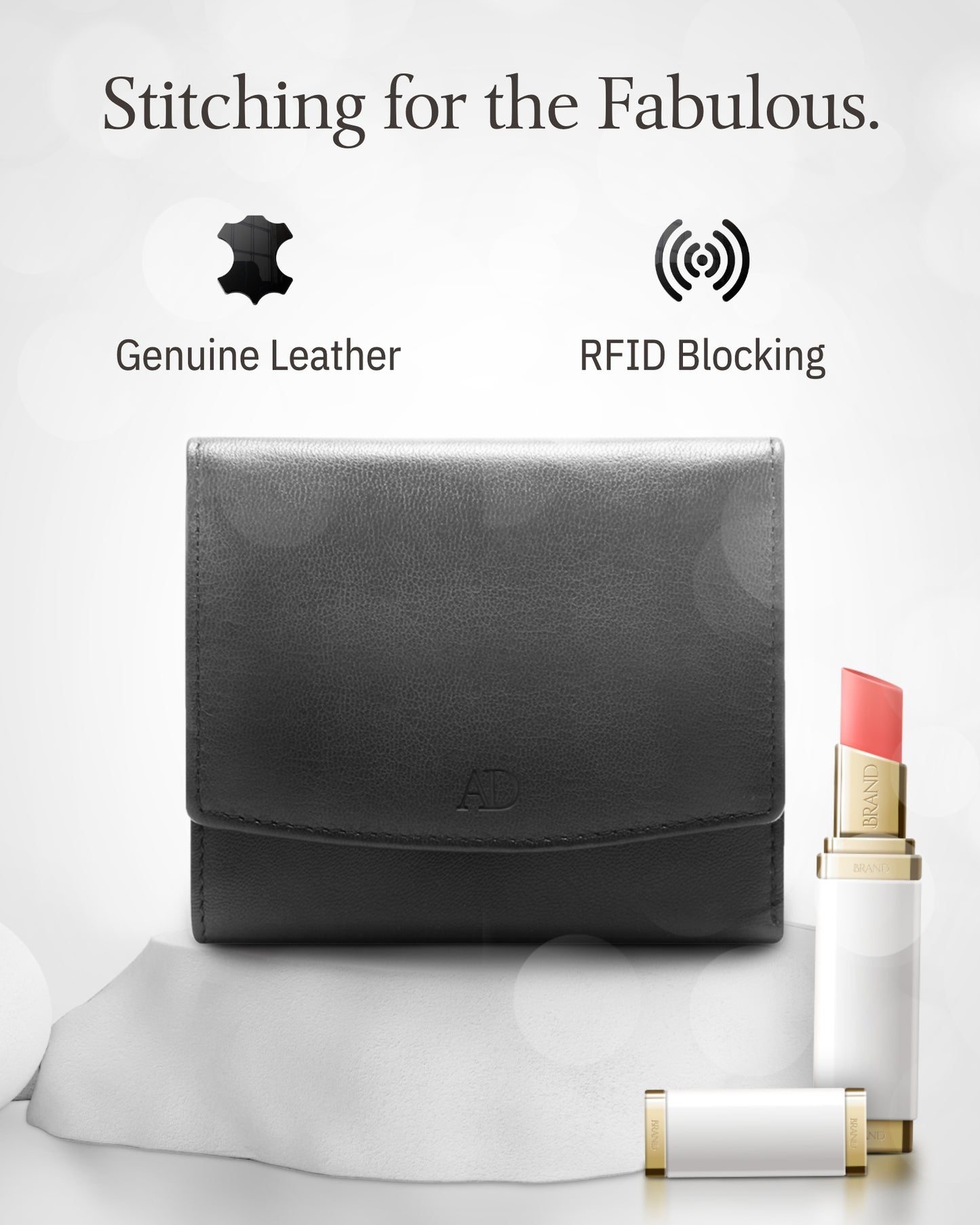 Genuine Leather Trifold Coin Wallet – ID Window, Snap Coin Pocket, RFID Blocking