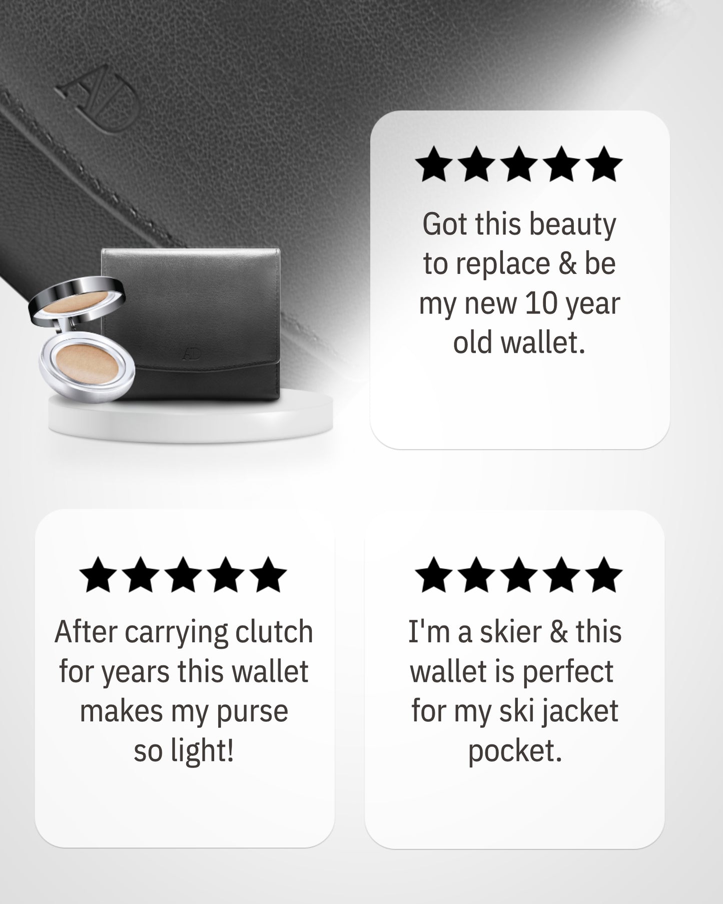Genuine Leather Trifold Coin Wallet – ID Window, Snap Coin Pocket, RFID Blocking