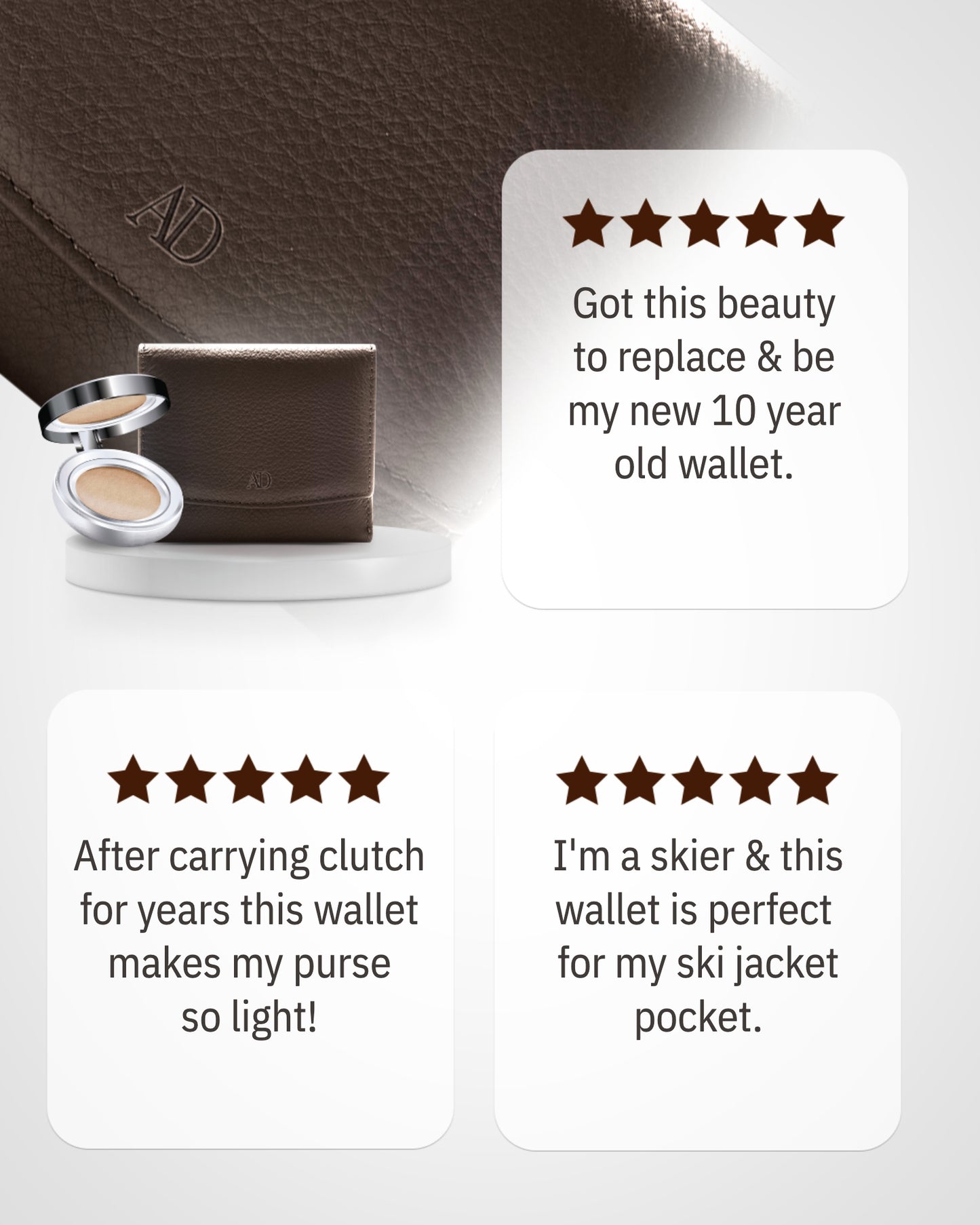 Genuine Leather Trifold Coin Wallet – ID Window, Snap Coin Pocket, RFID Blocking