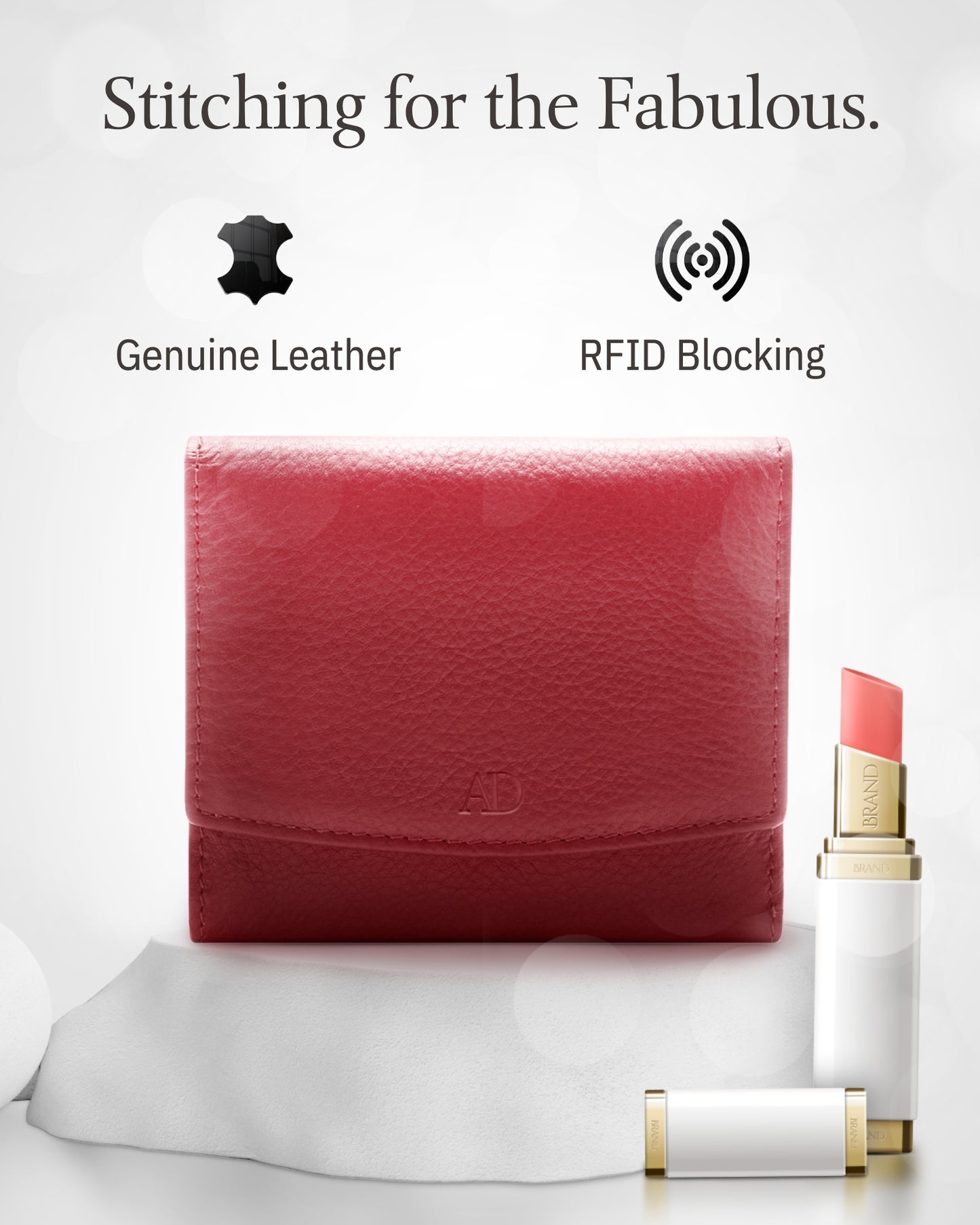Genuine Leather Trifold Coin Wallet – ID Window, Snap Coin Pocket, RFID Blocking