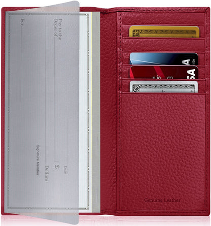 Genuine Leather Checkbook Cover – Card Slots, RFID Blocking