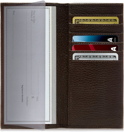 Genuine Leather Checkbook Cover – Card Slots, RFID Blocking