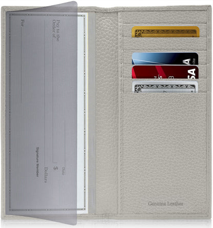 Genuine Leather Checkbook Cover – Card Slots, RFID Blocking