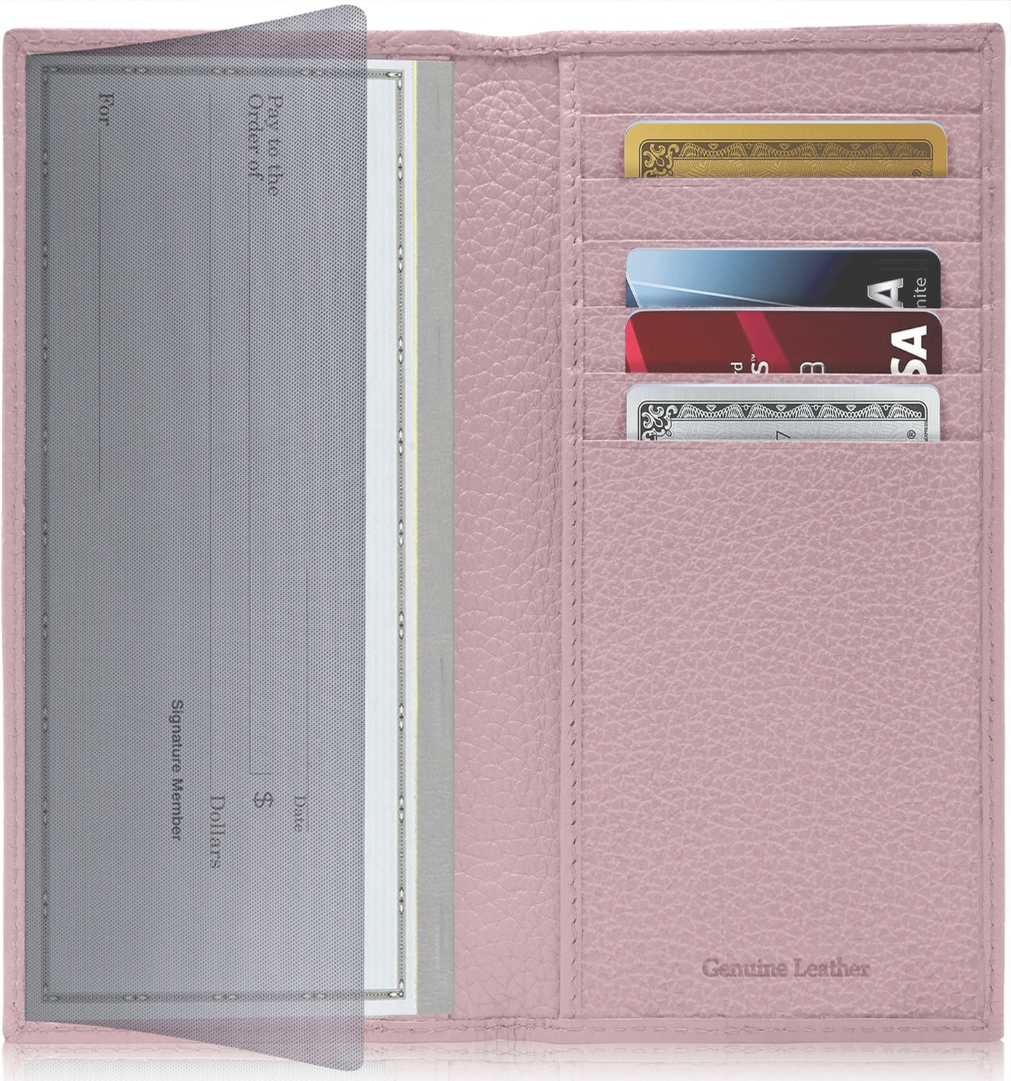 Genuine Leather Checkbook Cover – Card Slots, RFID Blocking