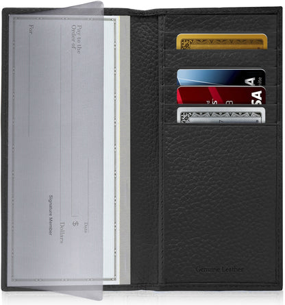 Genuine Leather Checkbook Cover – Card Slots, RFID Blocking