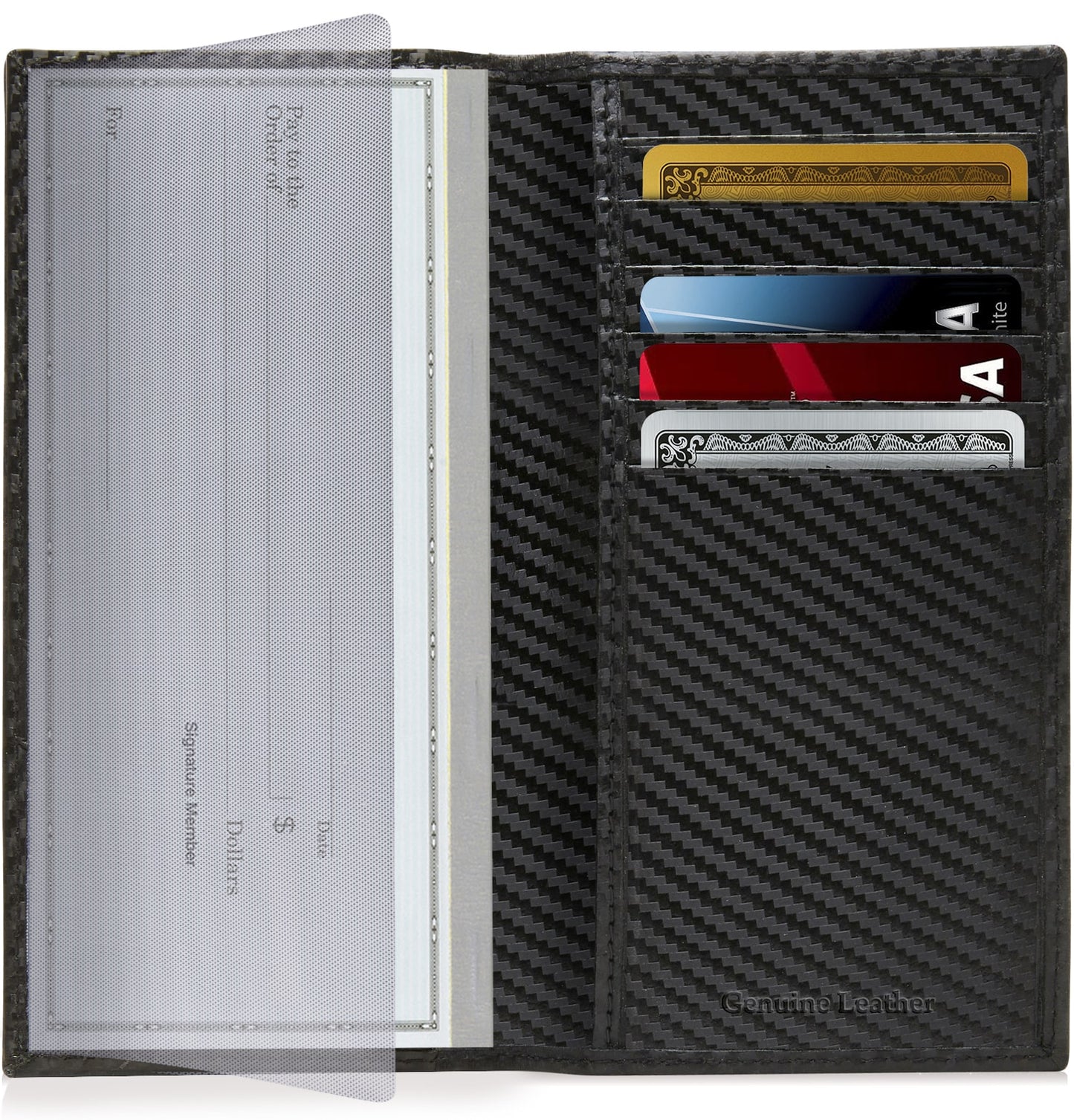Genuine Leather Checkbook Cover – Card Slots, RFID Blocking
