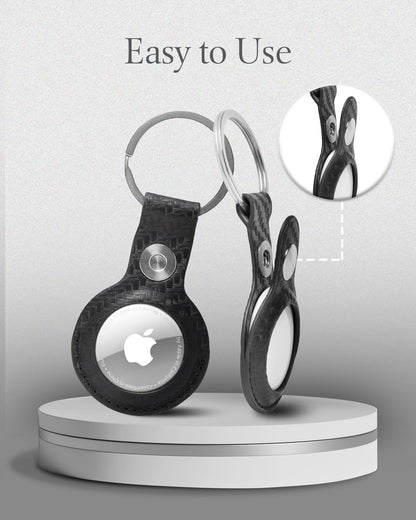 Genuine Leather AirTag Keychain – Protective Holder with Metal Ring