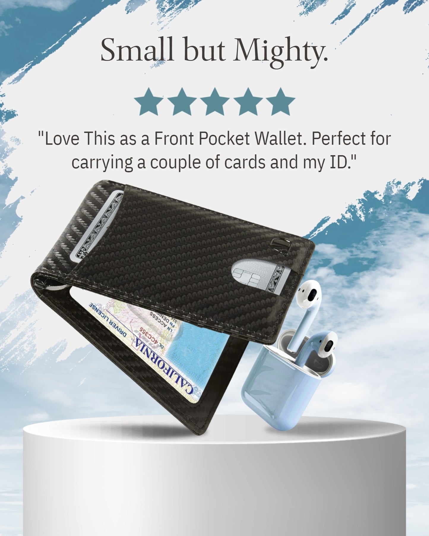 Vegan Leather Money Clip Wallet – Pull-Strap Access, Holds 7 Cards