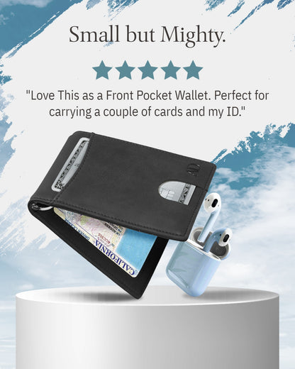 Vegan Leather Money Clip Wallet – Pull-Strap Access, Holds 7 Cards