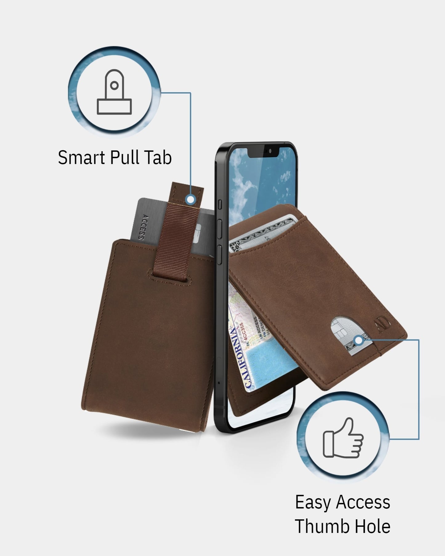 Vegan Leather Money Clip Wallet – Pull-Strap Access, Holds 7 Cards