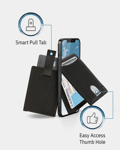 Vegan Leather Money Clip Wallet – Pull-Strap Access, Holds 7 Cards