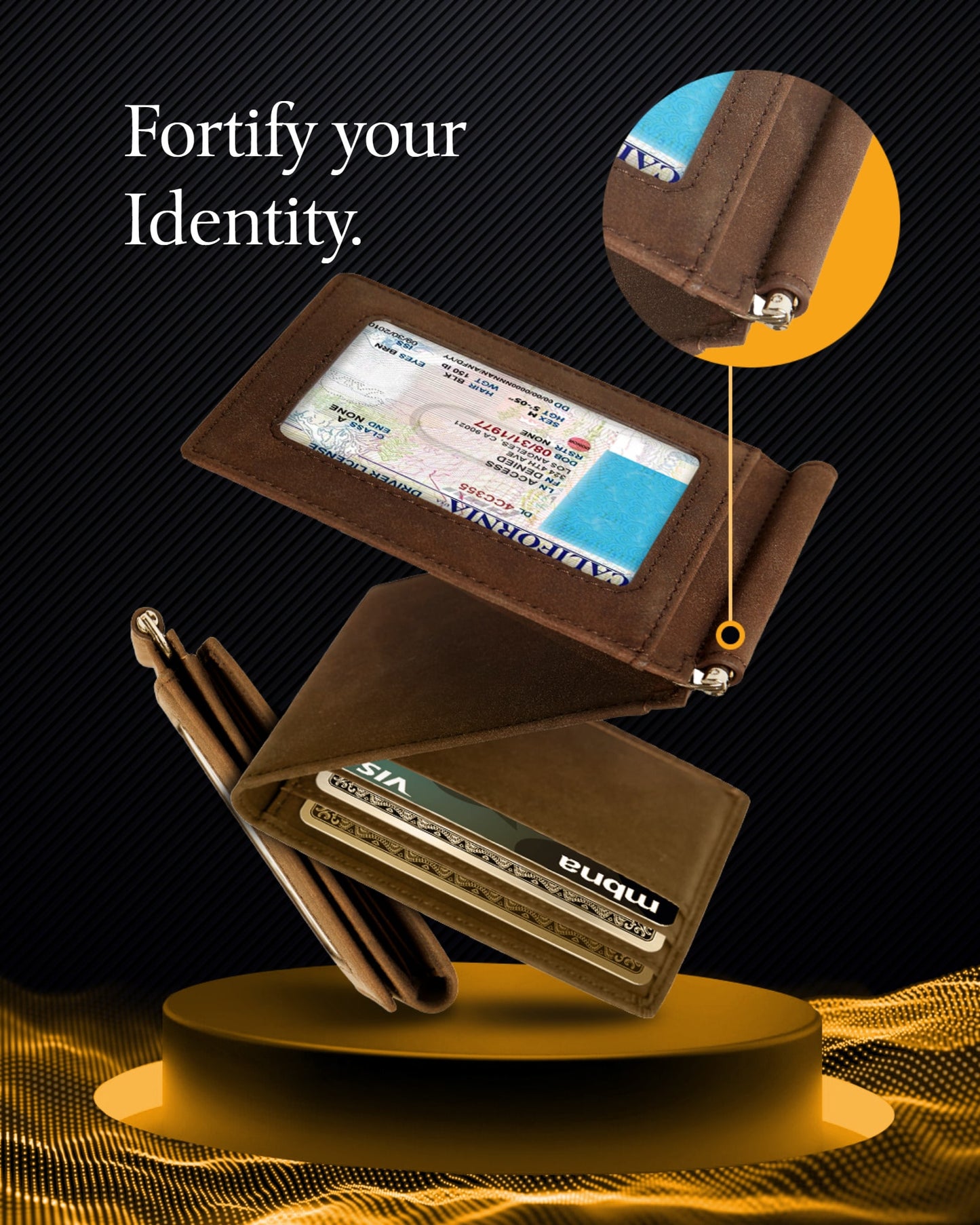 Leather Trifold Wallet – Removable Money Clip