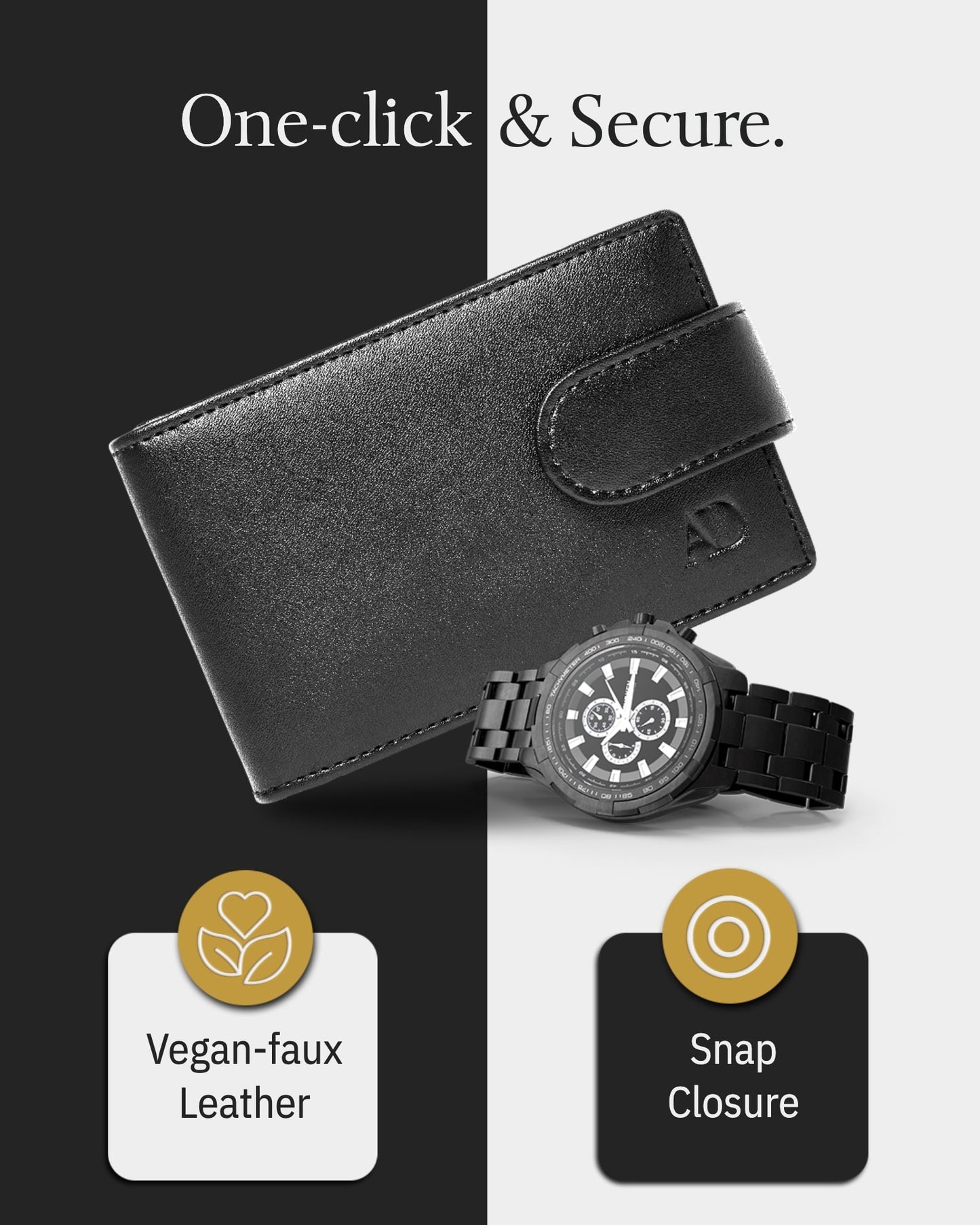 Leather Bifold Wallet – Removable Money Clip, Snap Closure
