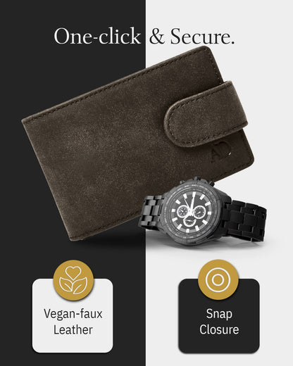 Leather Bifold Wallet – Removable Money Clip, Snap Closure