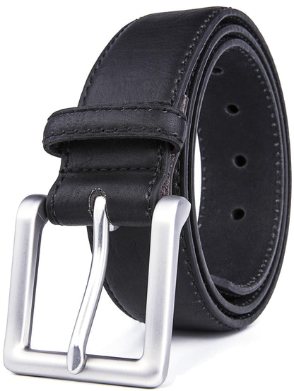 Bonded Leather Belt for Men – Nickel Buckle, 1.4" Strap