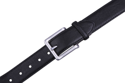 Bonded Leather Belt for Men – Nickel Buckle, 1.4" Strap