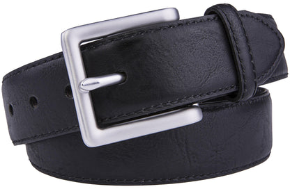 Bonded Leather Belt for Men – Nickel Buckle, 1.4" Strap