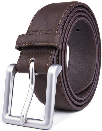 Bonded Leather Belt for Men – Nickel Buckle, 1.4" Strap