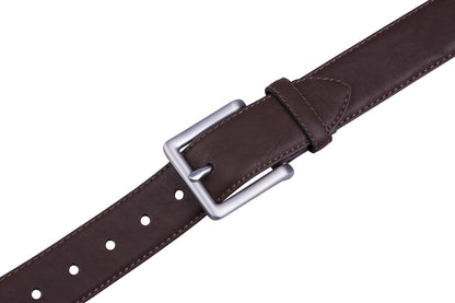 Bonded Leather Belt for Men – Nickel Buckle, 1.4" Strap