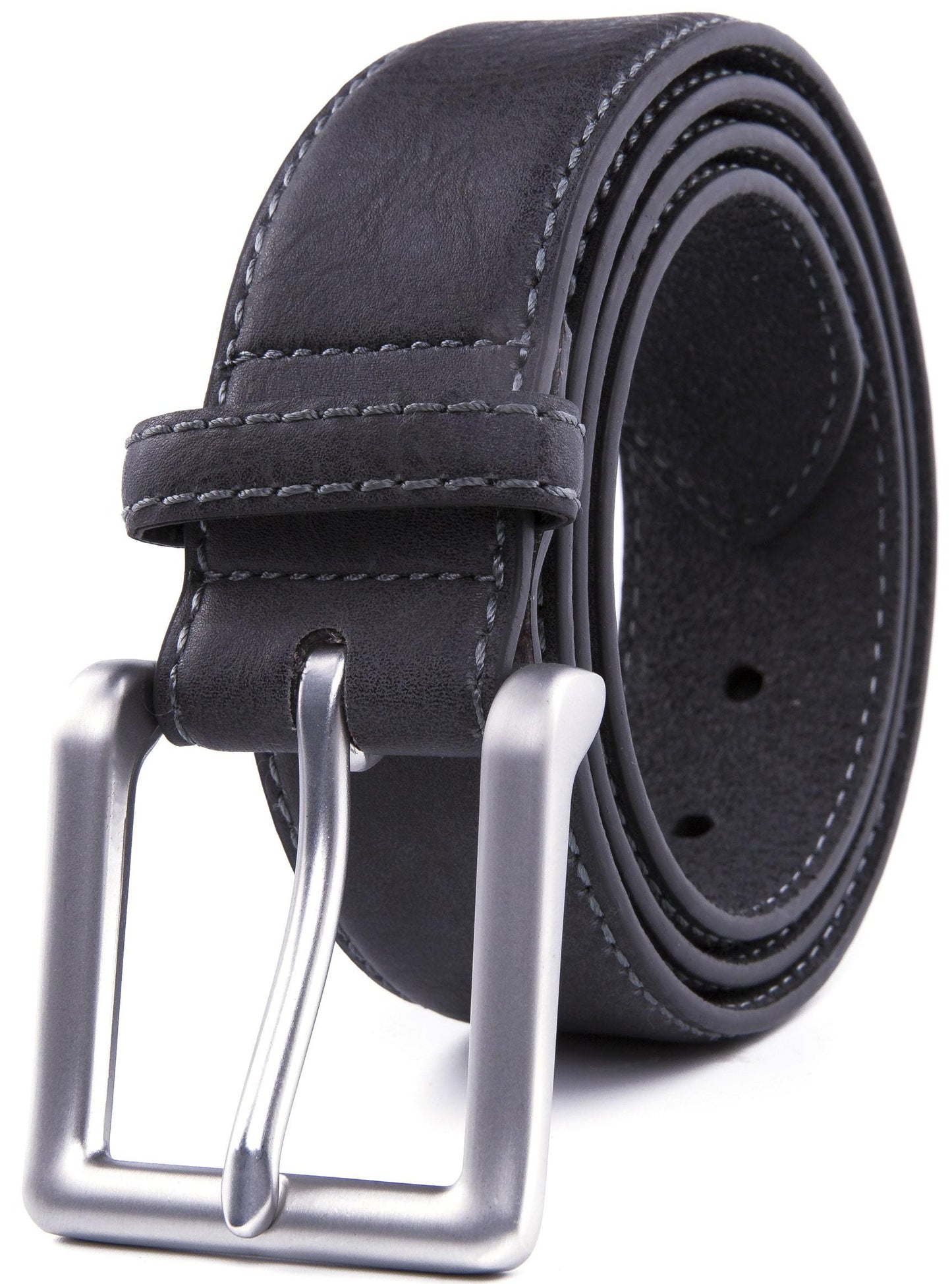Bonded Leather Belt for Men – Nickel Buckle, 1.4" Strap