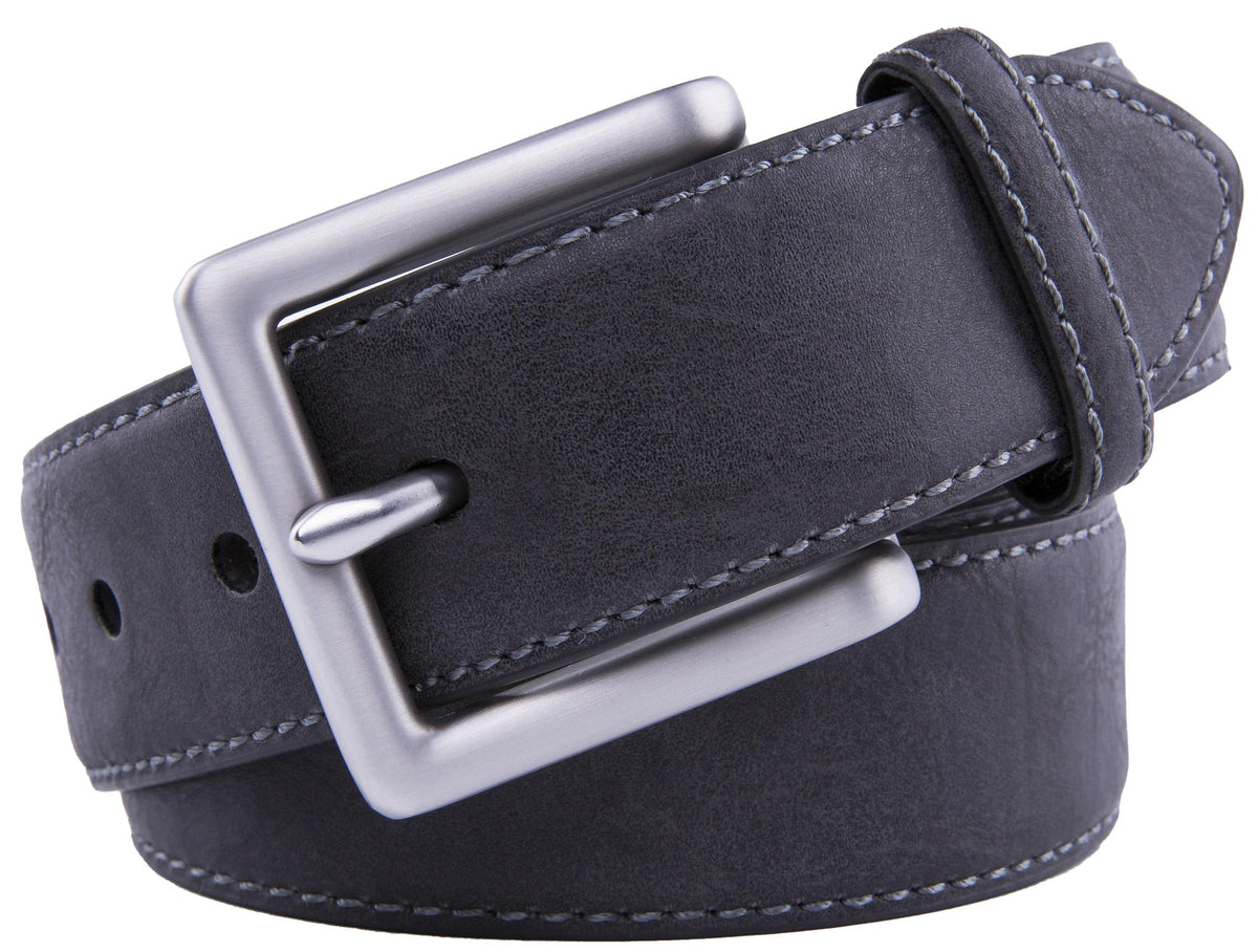 Bonded Leather Belt for Men – Nickel Buckle, 1.4" Strap