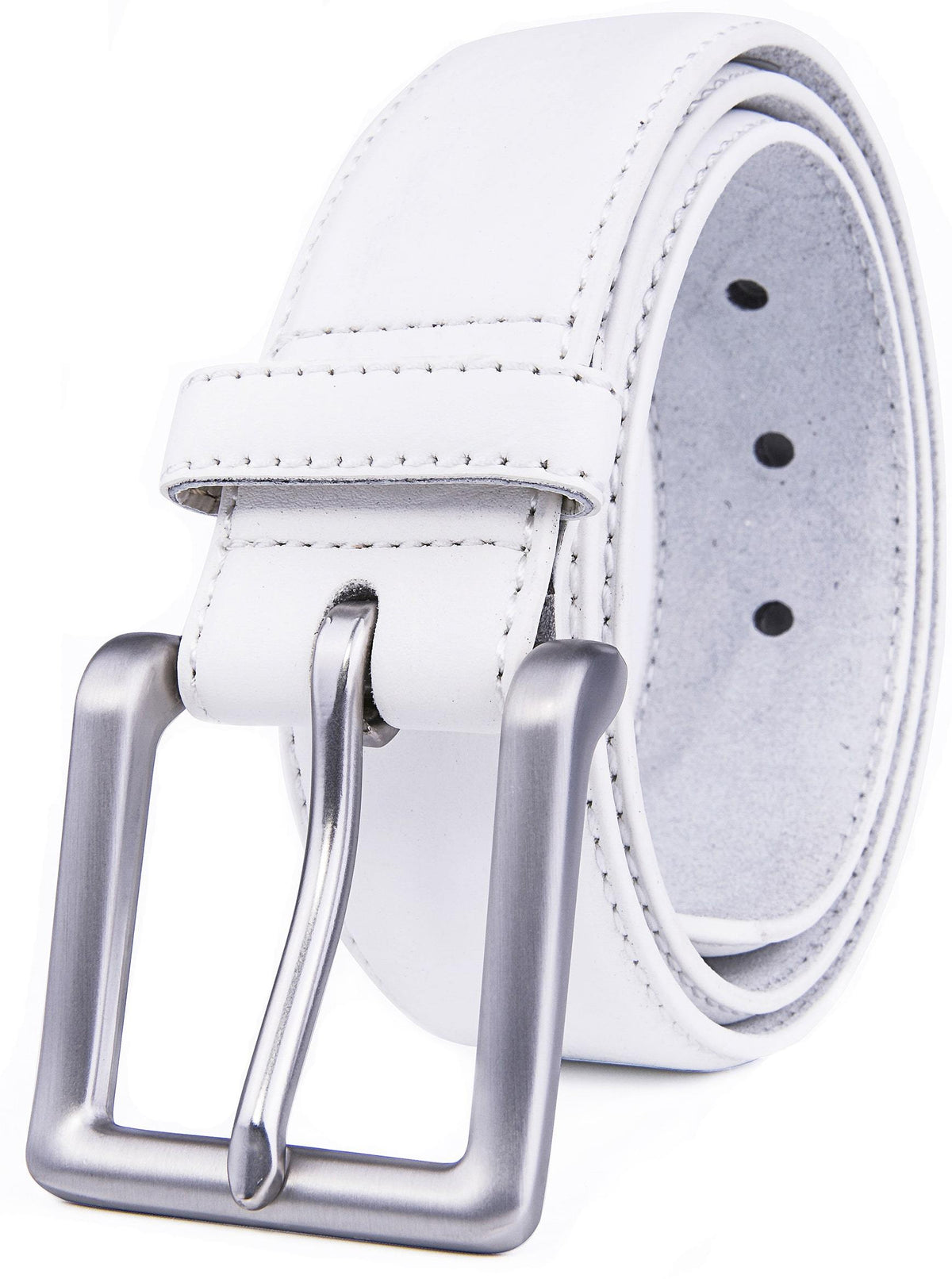 Bonded Leather Belt for Men – Nickel Buckle, 1.4" Strap