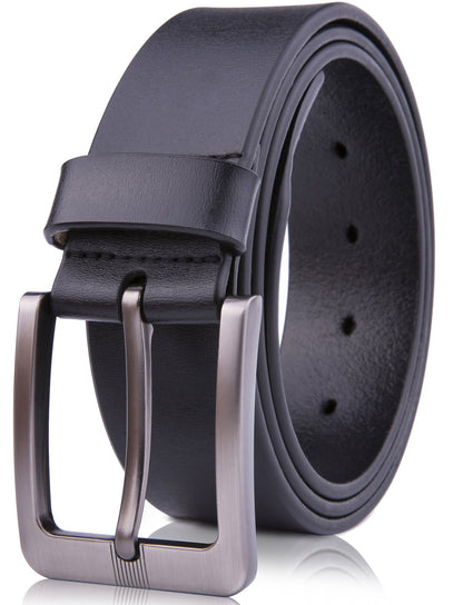 Genuine Leather Belt for Men – Brushed Nickel Buckle, 1.5" Strap