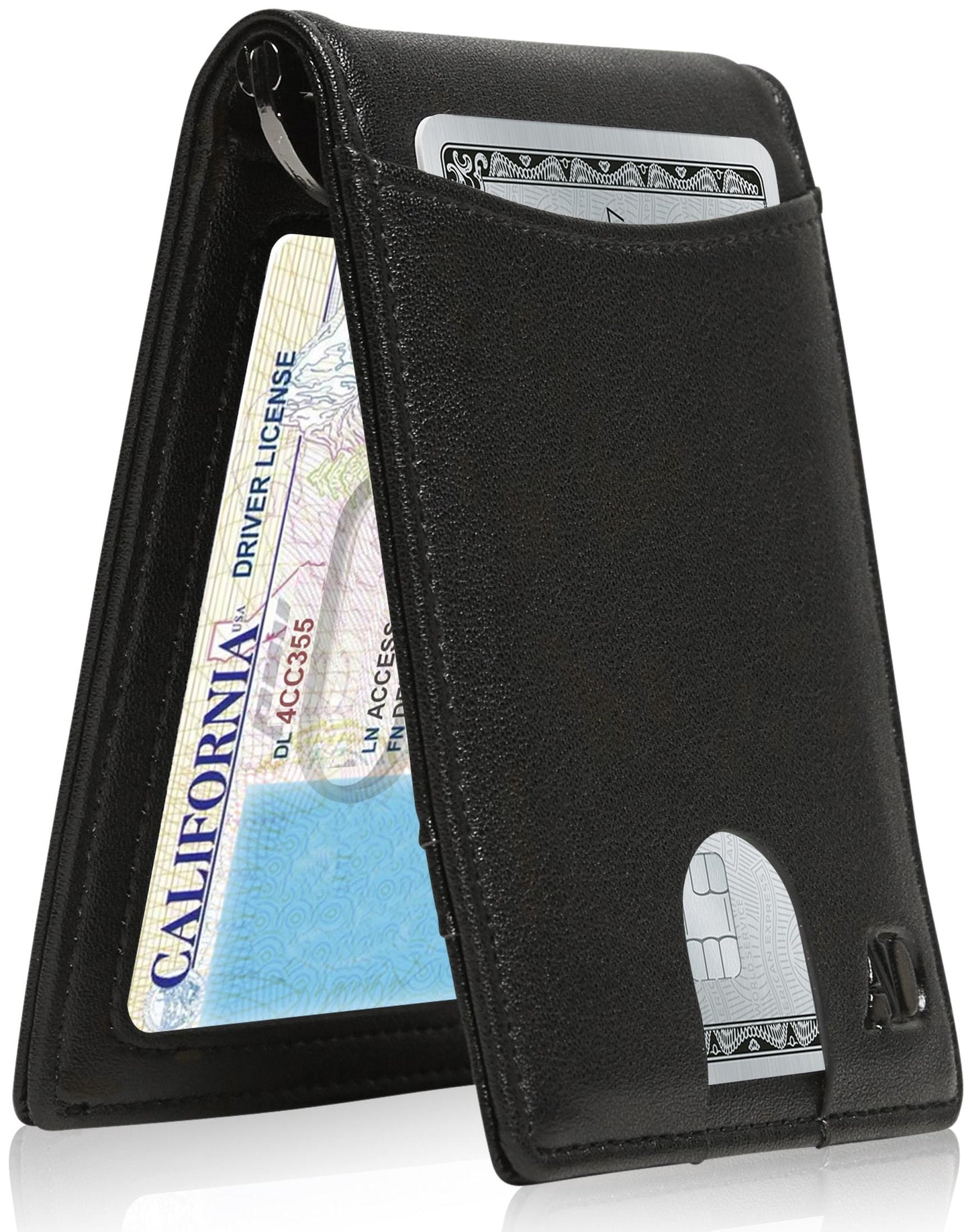 Vegan Leather Money Clip Wallet – Pull-Strap Access, Holds 7 Cards