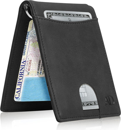 Vegan Leather Money Clip Wallet – Pull-Strap Access, Holds 7 Cards