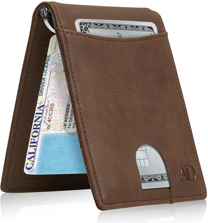 Vegan Leather Money Clip Wallet – Pull-Strap Access, Holds 7 Cards