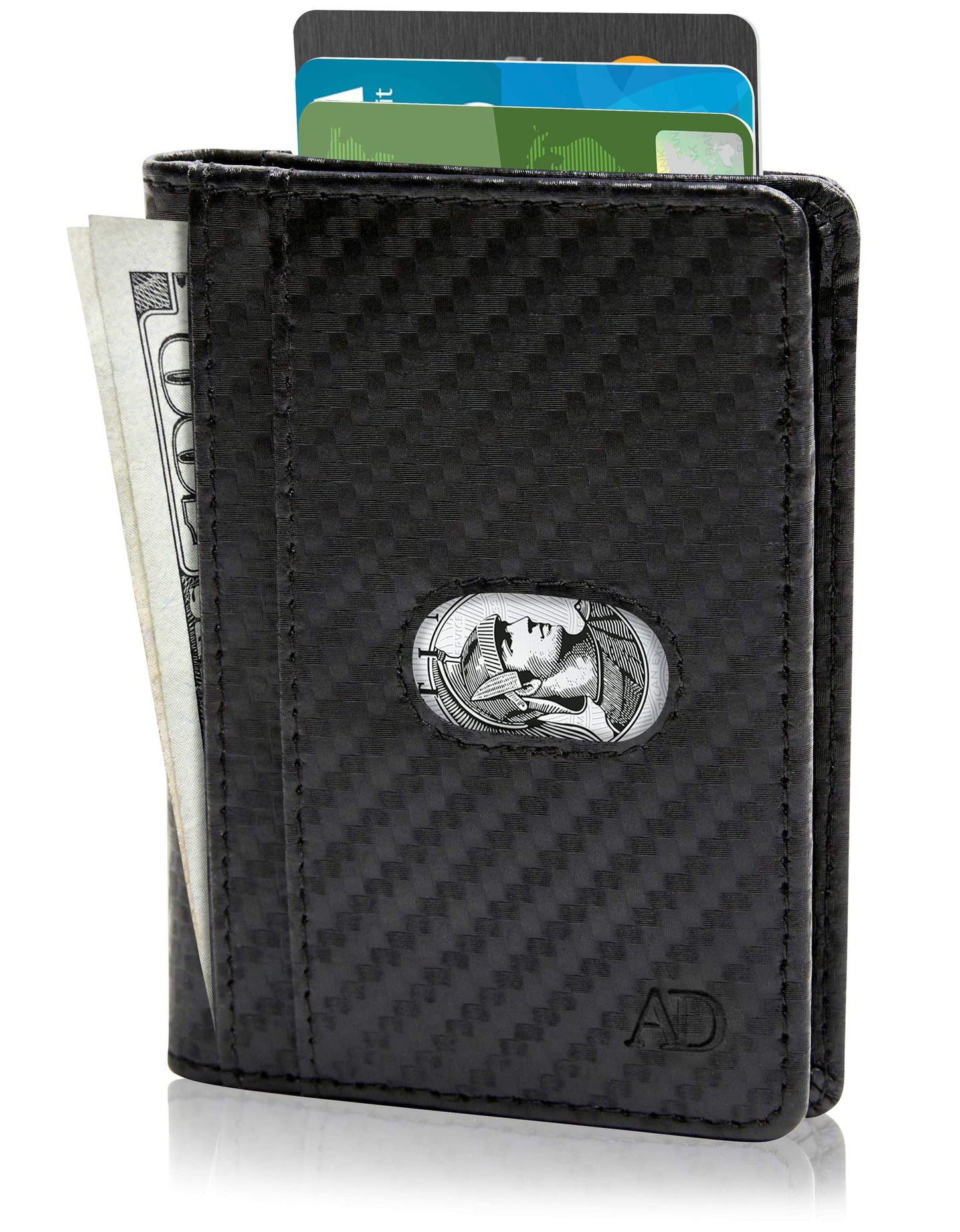 Genuine Leather Slim Bifold Wallet – Pull-Strap Card Access, RFID Blocking
