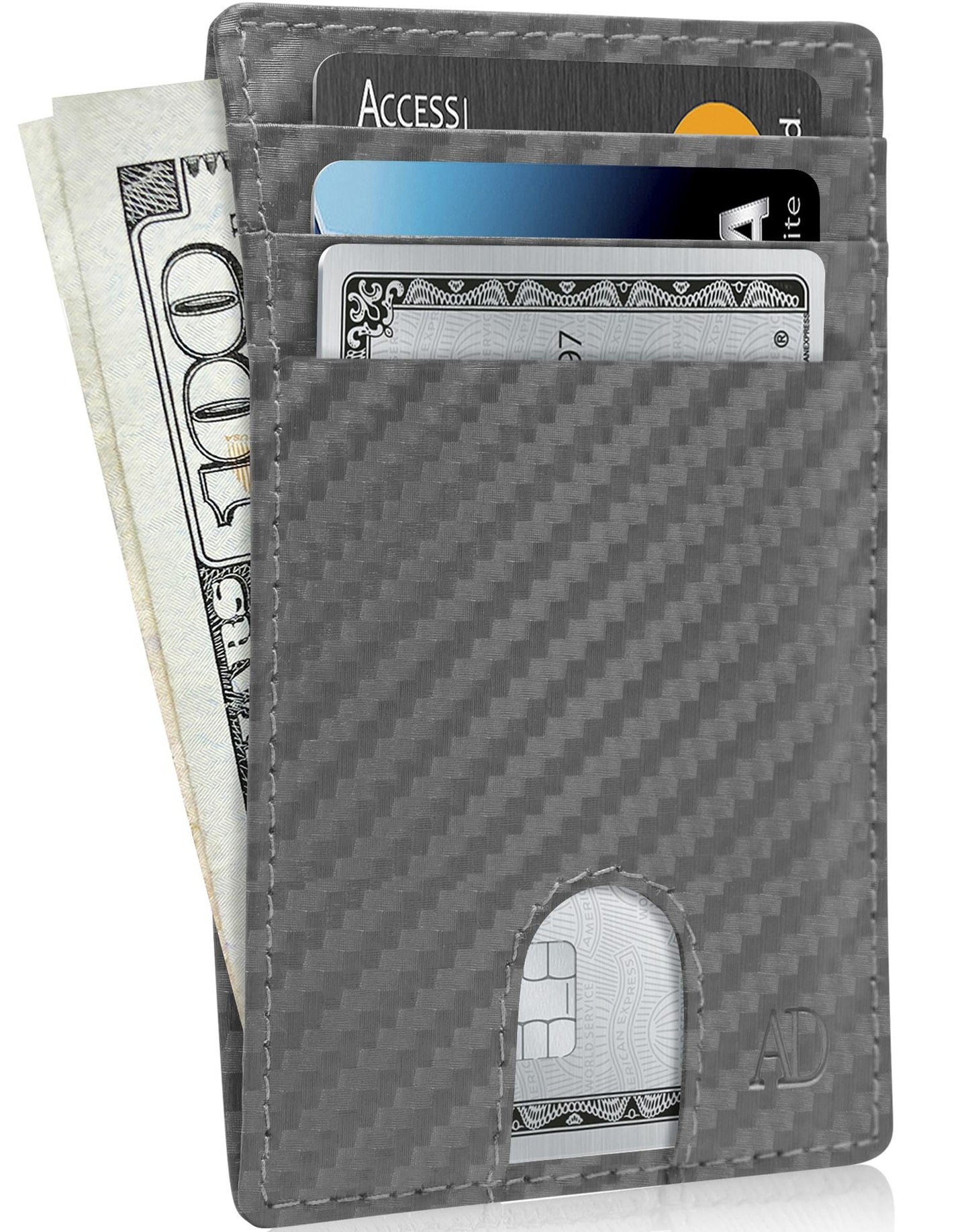 Genuine Leather Slim Card Holder – RFID Blocking, Thumb-Hole Access