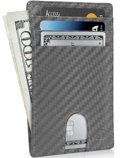 Genuine Leather Slim Card Holder – RFID Blocking, Thumb-Hole Access