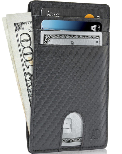 Genuine Leather Slim Card Holder – RFID Blocking, Thumb-Hole Access
