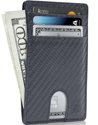 Genuine Leather Slim Card Holder – RFID Blocking, Thumb-Hole Access